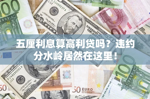 武汉五厘利息算高利贷吗？违约分水岭居然在这里！