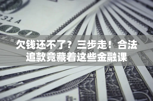 武汉欠钱还不了？三步走！合法追款竟藏着这些金融课